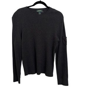 Lauren Ralph Lauren gray fine rib cotton top